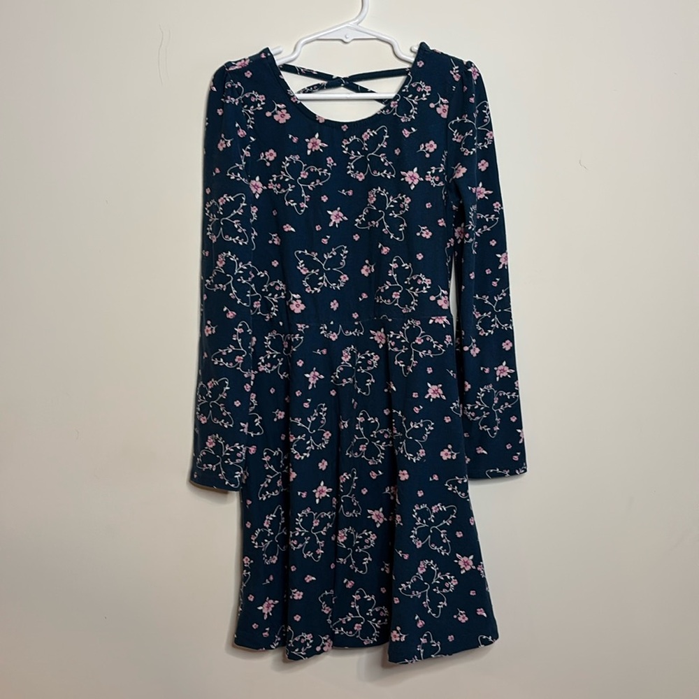 Epic threads blue with pink flower, long sleeve dress size 6X